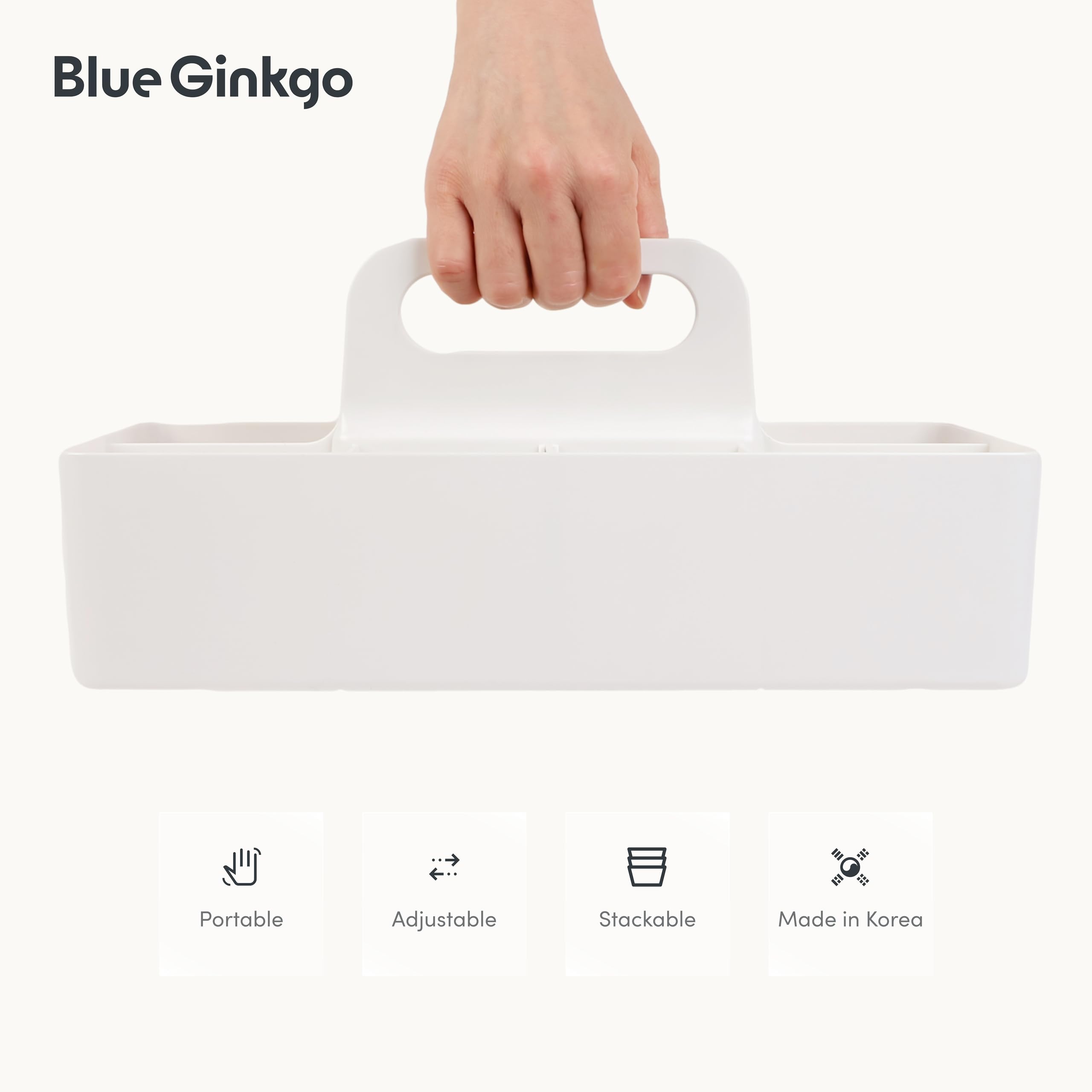 BLUE GINKGO Portaoggetti Multiuso - Caddy in Plastica Impilabile con Maniglia | per Artigianato, Scrivania, Organizzatori e Contenitori Artistici, Trucco (Lungo Rettangolo)