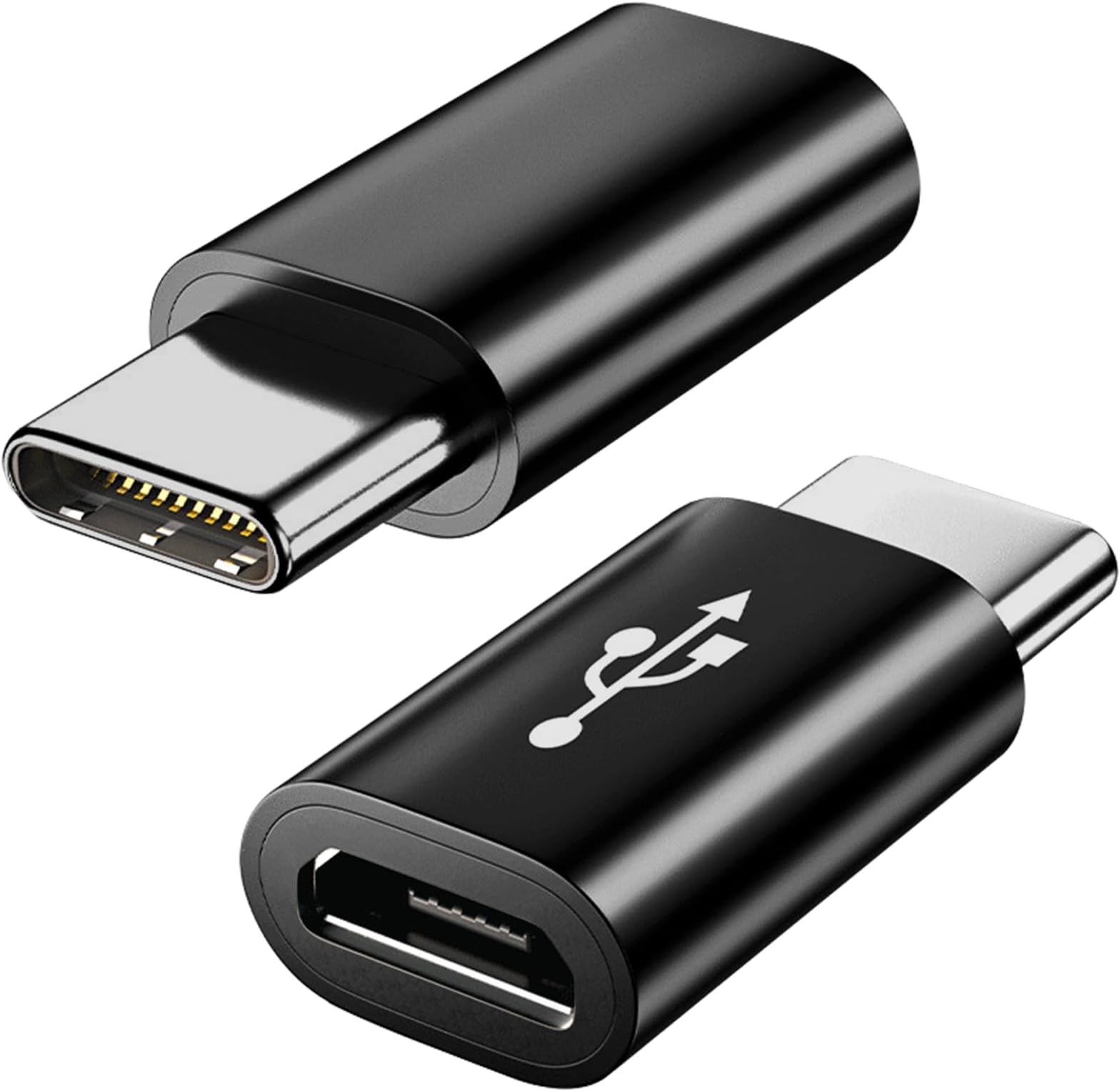 Micro USB to USB C Adapter 2 Pack, USB Type C Male to Micro USB Female Adapter USB C Adaptor Compatible with Samsung Galaxy, Huawei, Type-C Phones, Tablets and More (Black)