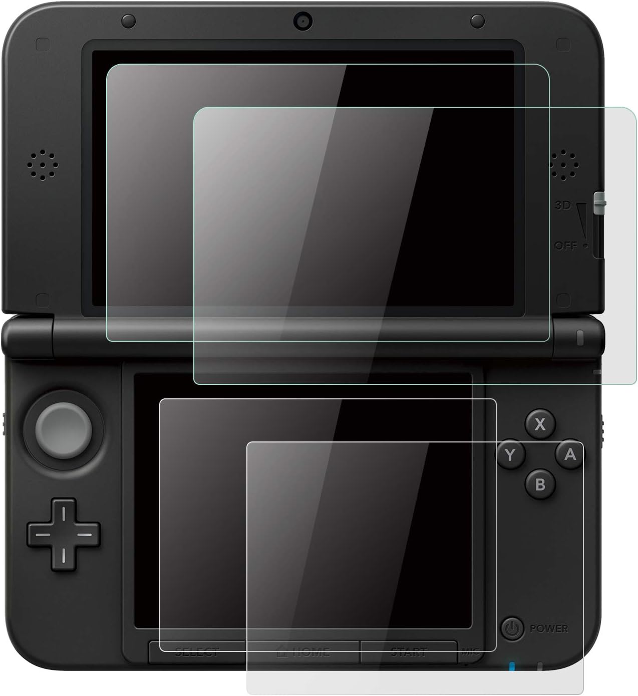 (2 Set) OOTSR Screen Protector for Nintendo 3DS XL & New 3DS XL, Include Glass Protector for Top Screen + Clear LCD Protective Film for Bottom Screen, 2pcs / Each