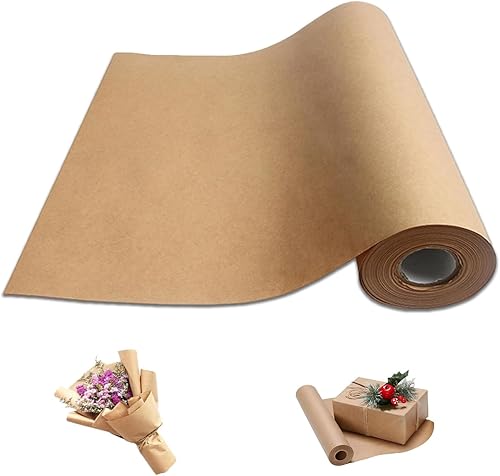 Miniatura 16 de Rollo de papel kraft marrón de 12 x 100 pies (1200 pulgadas) para embalaje de regalo, papel marrón para manualidades, papel kraft para tablón