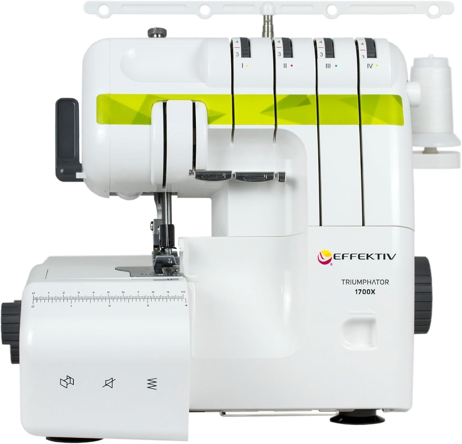 EFFEKTIV Remalladora Overlock 1700X, Máquina Overlock 3/4 Hilos con Diferencial, Enhebrado Automático, 1300 Puntadas/min, Plataforma de Manga