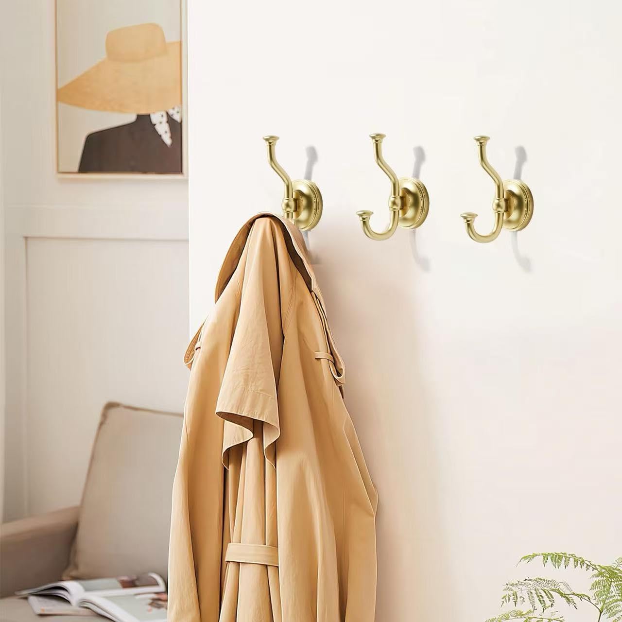 KHTUMEWARE-KH318 Brushed Gold Coat/Robe Hooks in Brushed Gold — KHTUMEWARE