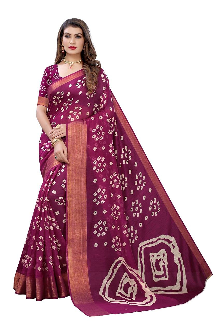 HITHROWart silk saree with blouse piece(HIKEES-Radhika Wine), Multicolour, Free size