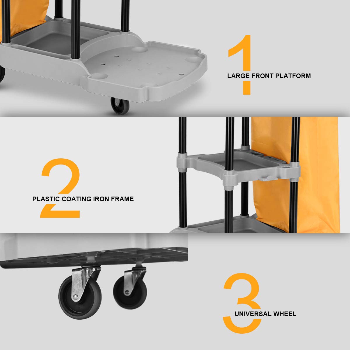 Buy Goplus Commercial Janitorial Cart Heavy Duty Cleaning Utility Cart