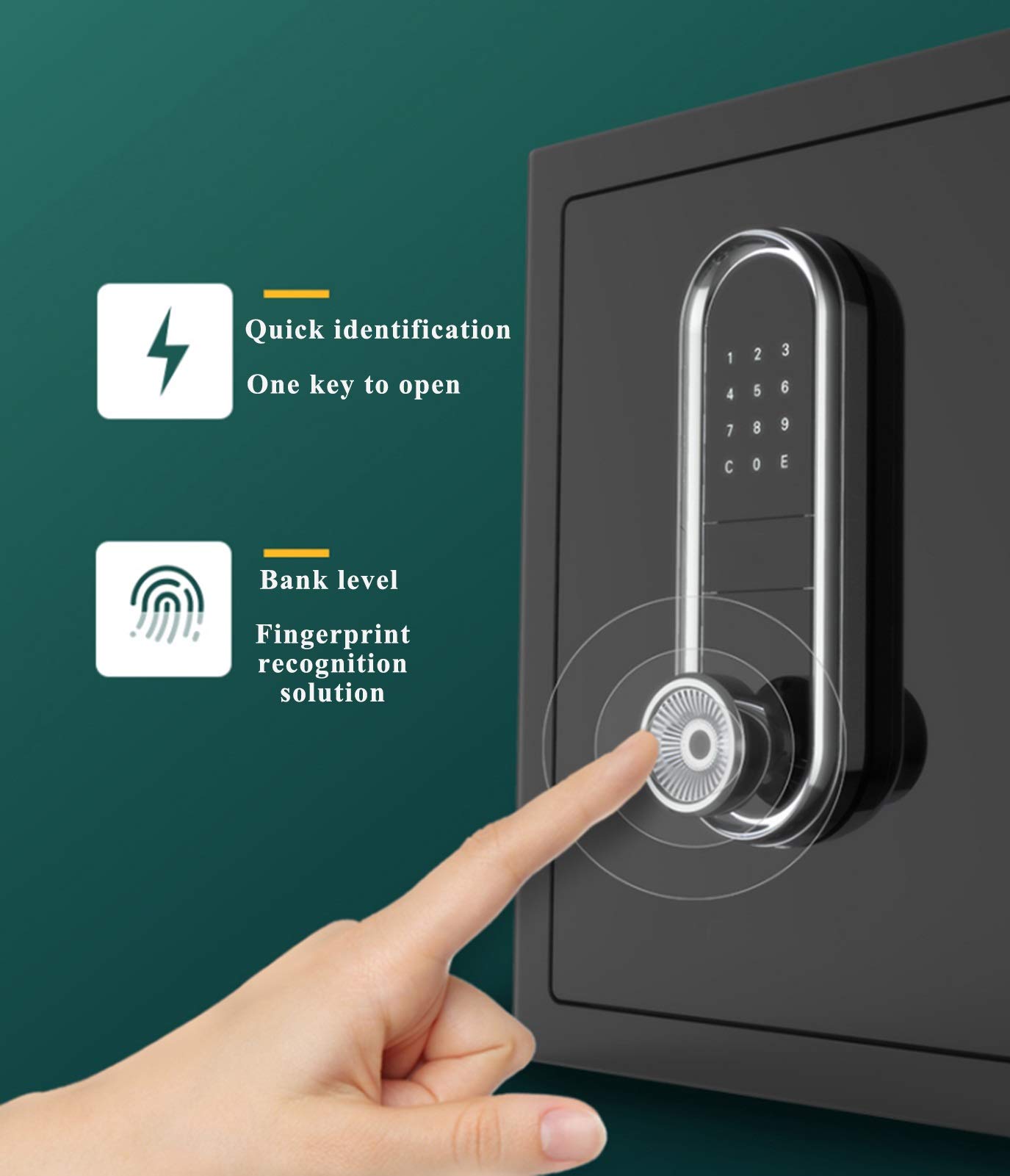 Tresor im modernen Minimalismus-Design, automatisch öffnender Tresor, digitaler Safe mit Füßen, Stummschaltungsmodus, Heimtresor aus Stahl mit hoher Kapazität für Haushalt, Kleiderschrank,
