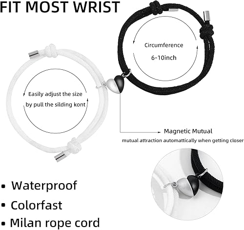 Miniatura 2 de Pulsera magnética para parejas, con corazón, atracción mutua, a juego, regalos para mujeres, hombres, novio, novia, mejor amigo, Acero inoxidable