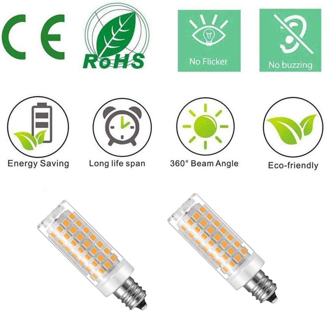 E12 LED Light Bulbs 9W 88-LEDs 2835 SMD E12 Ceramics Base 100W Halogen Equivalent 6000K Daylight White for Home Lighting, E12 Base, 900lm, 110V, Dimmable, 4 Pack