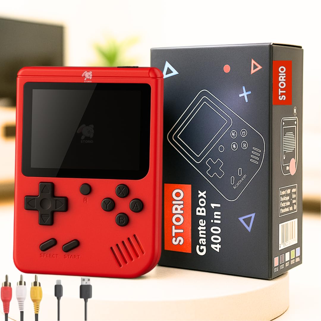 Storio Rechargeable Pocket Video Game for Kids 400 in 1 Retro Game Box Console Handheld Game Box with TV Output
