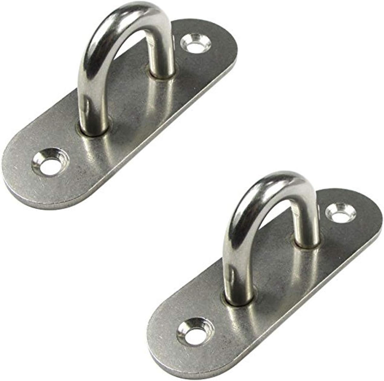 Copapa 2pcs Stainless Steel U Design Screws Mount Ceiling Hook Hanger 2 Install Holes Silver Tone (L)