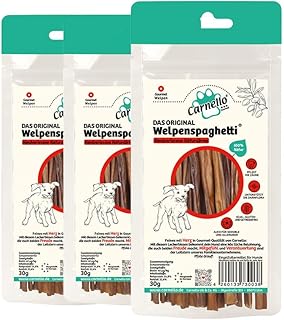 Carnello Welpenspaghetti, Leckerli für kleine Hunde Getreidefreier Hundesnack - Wiederverschließbarer Beutel (3 x 30g) product image