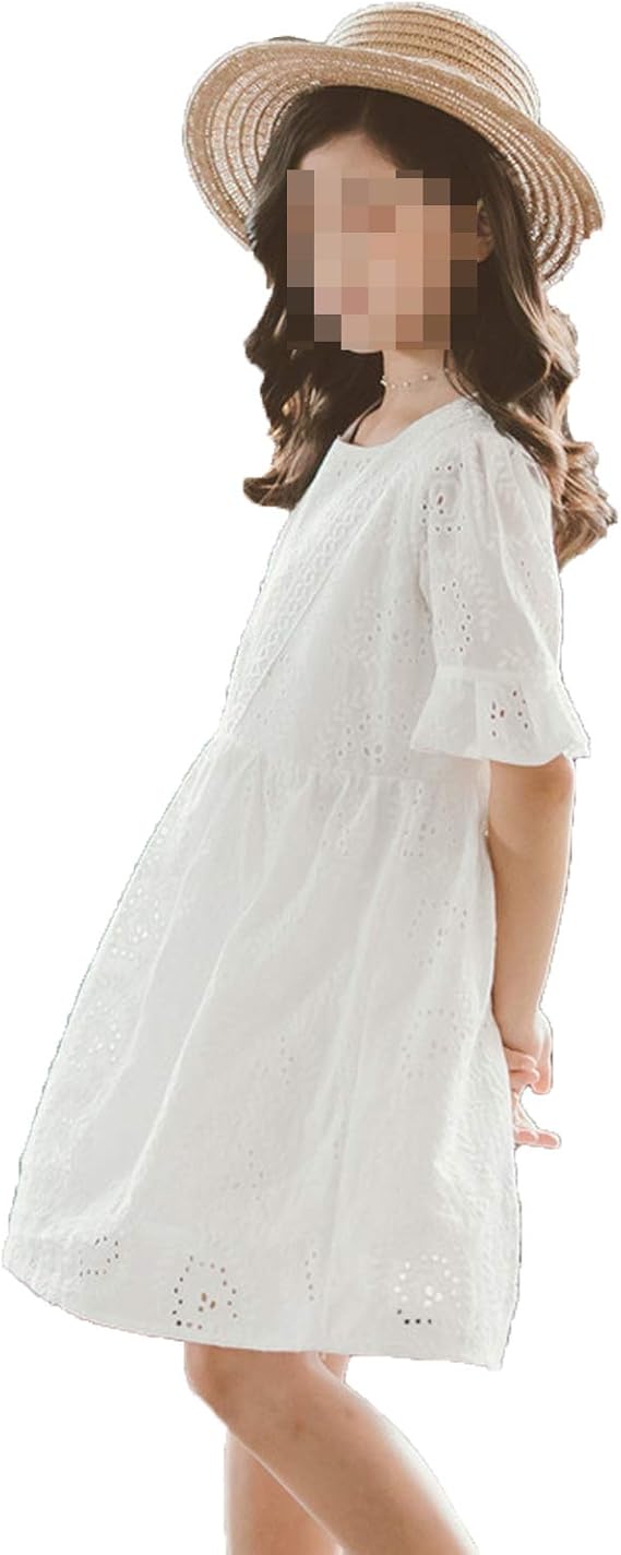 Amazon Co Jp 女の子の白いドレスの大きな子供たちの子供の綿刺繍ケーキスカート 1センチ 利用可能な製品 ファッション