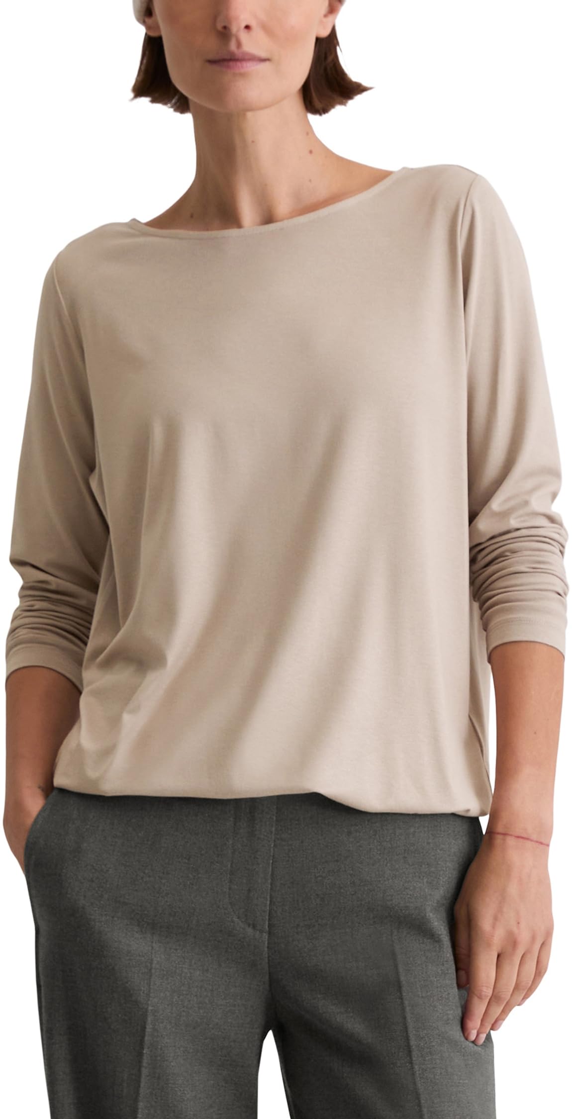 Marc OߴPolo Camiseta de manga larga de tejido elástico Mujer con cuello barco