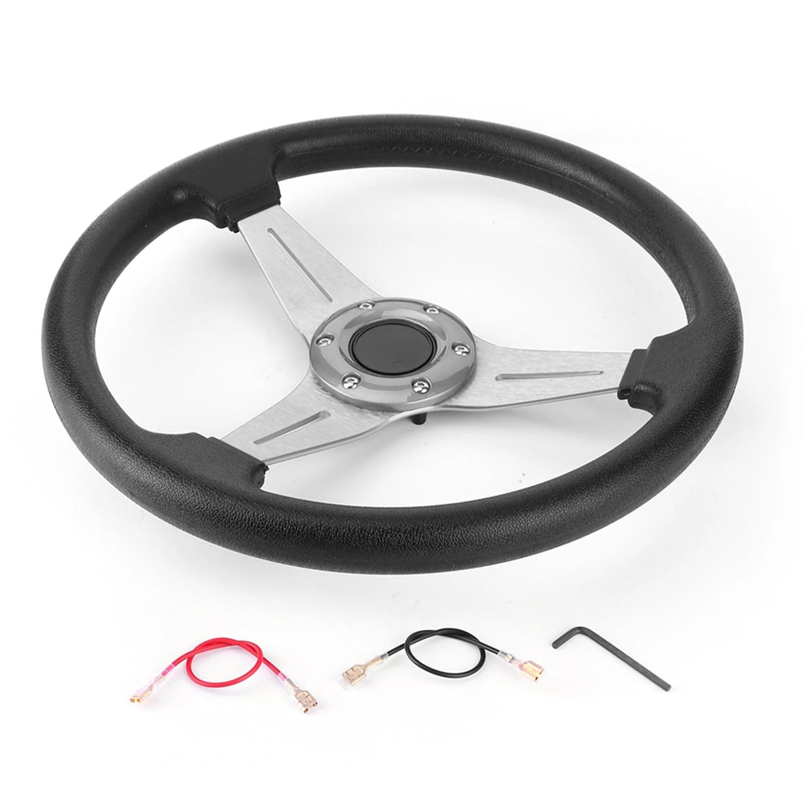Volant Voiture, Volant Sport Course 350 mm/14 pouces dérive confortable(Silver)