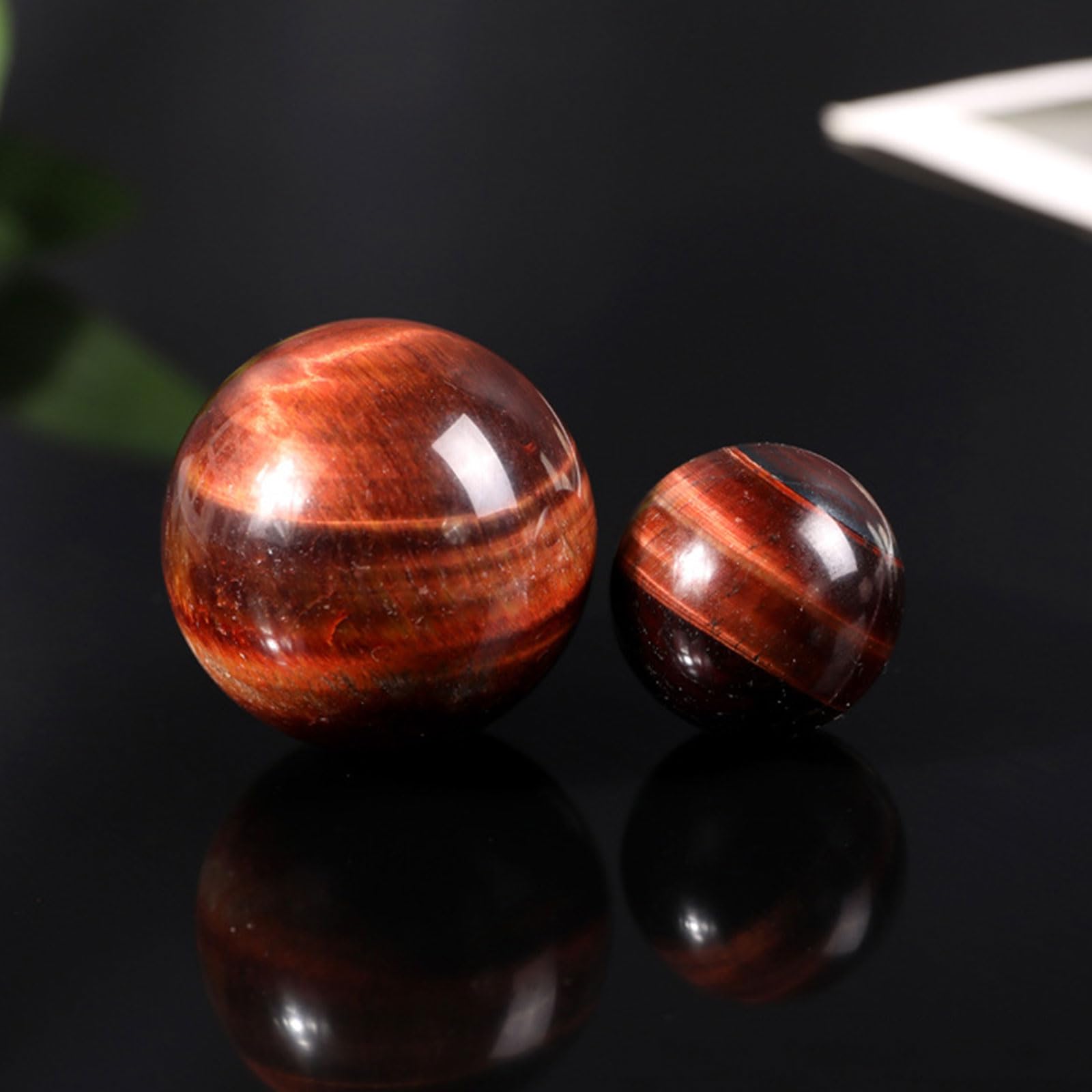 Set di Sfere con Sfera di Cristallo Rosso Naturale Occhio di Tigre da 3 Pezzi Ornamenti con Sfere di Pietre preziose per la Decorazione della casa Feng Shui Chakra Aura,32~34mm