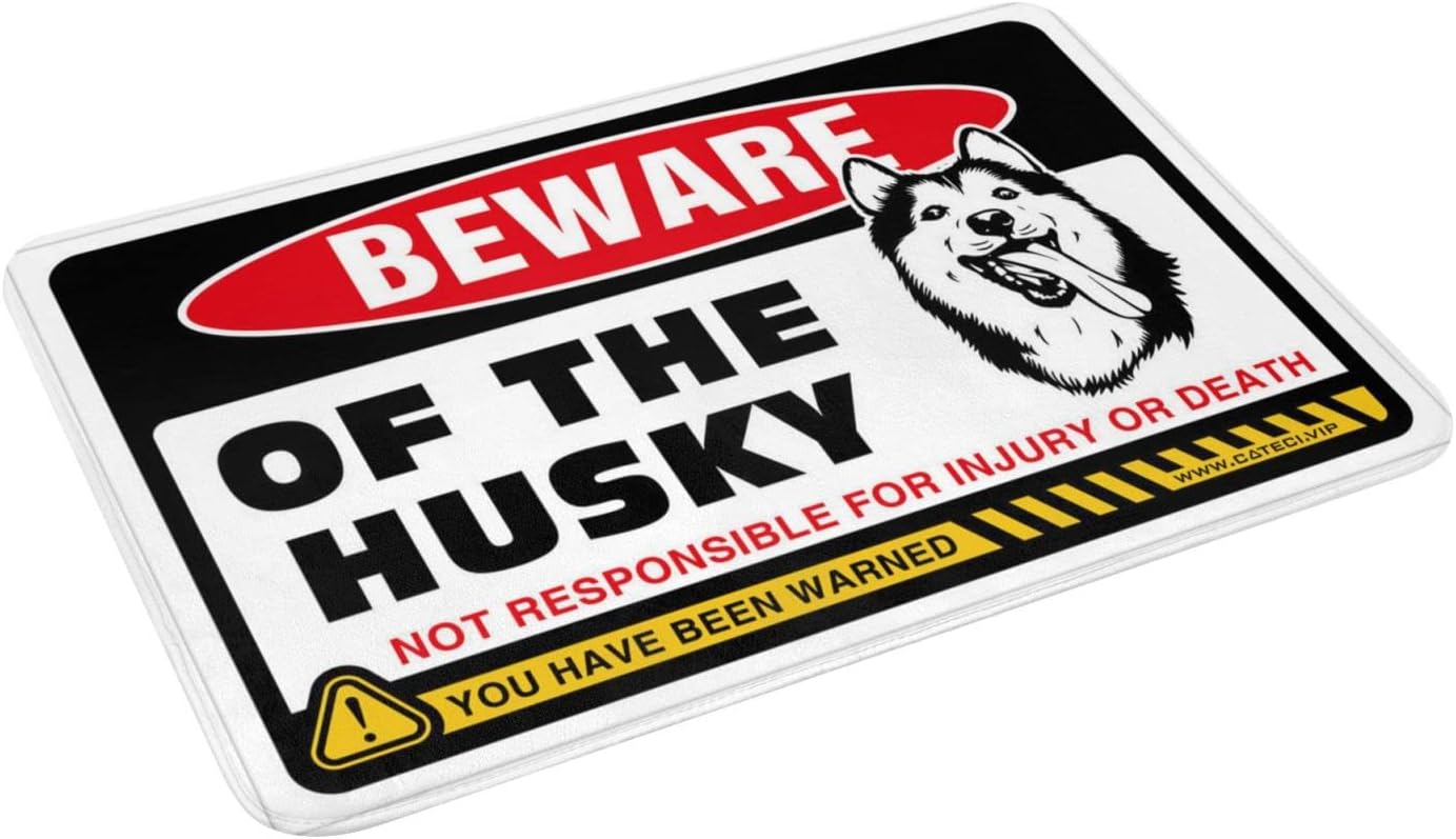 Farmhouse Welcome Mat Beware of Husky Doormat Home Door Mat Door Mats for Outside Entry (Size : 65X90CM)