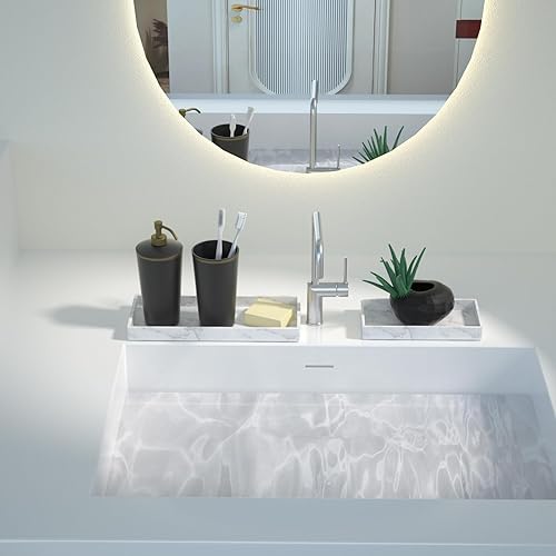 Miniatura 6 de Juego de 2 bandejas rectangulares de silicona para tocador de baño, bandeja de baño flexible inastillable, bandeja dispensadora de jabón de silicona