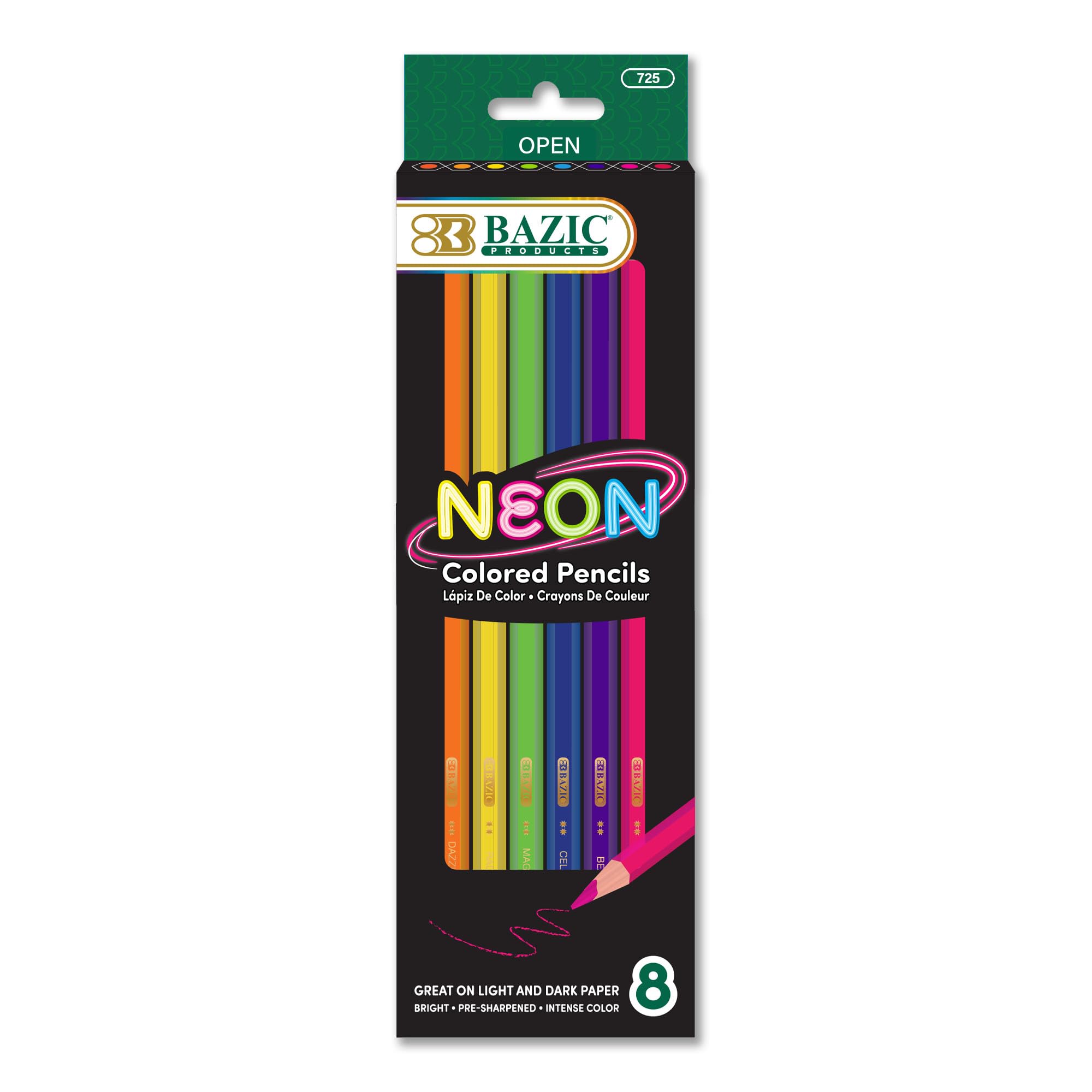 Amazon.com : BAZIC 8 Neon Colored Pencils : Retractable Pencils