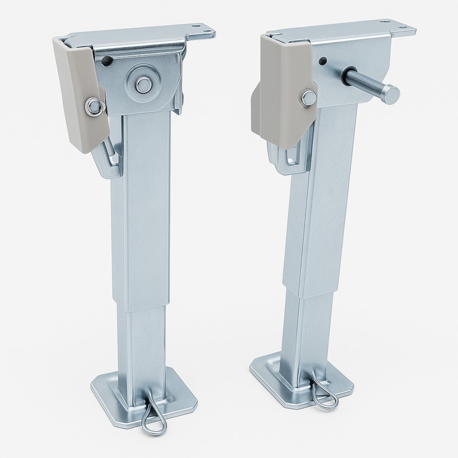 Preiswert & Gut 2 STK Stützen höhenverstellbar klappbar, Stahl verzinkt 290-460 mm | Kurbelstütze Set mit Befestigungsmaterial für Wohnmobil und Wohnwagen, bis 500 kg, Preiswert&Gut