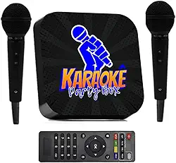 Karaoke Party Box Profissional Preto +de 2000 Músicas +2 Microfones Com Fio (Sistema Com Pontuação e Lista de Espera) ORIGINAL