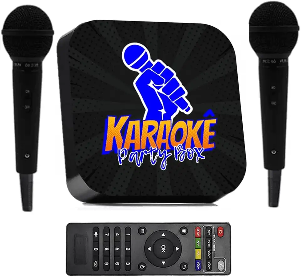 Karaoke Party Box Profissional Preto +de 2000 Músicas +2 Microfones Com Fio (Sistema Com Pontuação e Lista de Espera) ORIGINAL