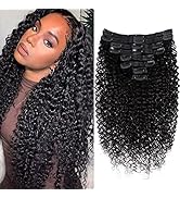 Graww Curly Hair Extensions Real Human Hair for Black Women 3C 4A Brazilian Remy Kinky Curly Clip...
