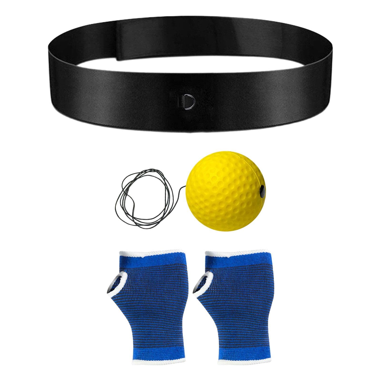 Boxing Reflex Ball Headband Improve Hand Eye Coordination Agility Adjustable Yellow-image-12