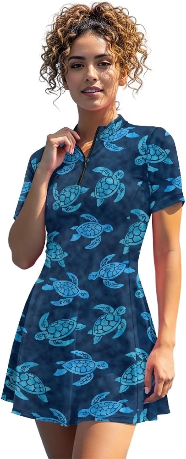 Tennis Dresses for Women, Golf Dress with Shorts and Pockets Athletic Dresses Slim Fit Stretch Activewear
