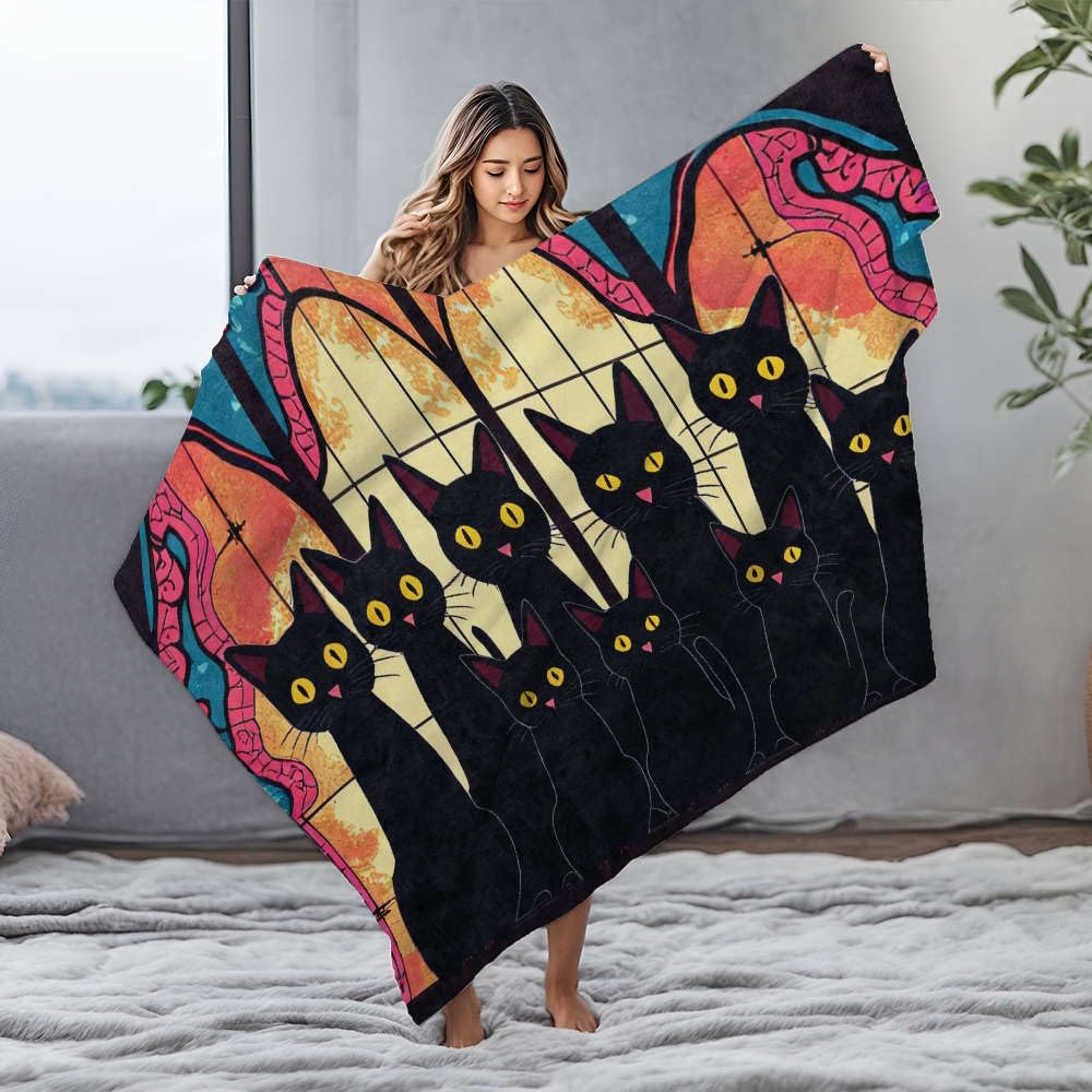 Couverture chat noir flanelle 125x150 cm cadeau idéal déco salon