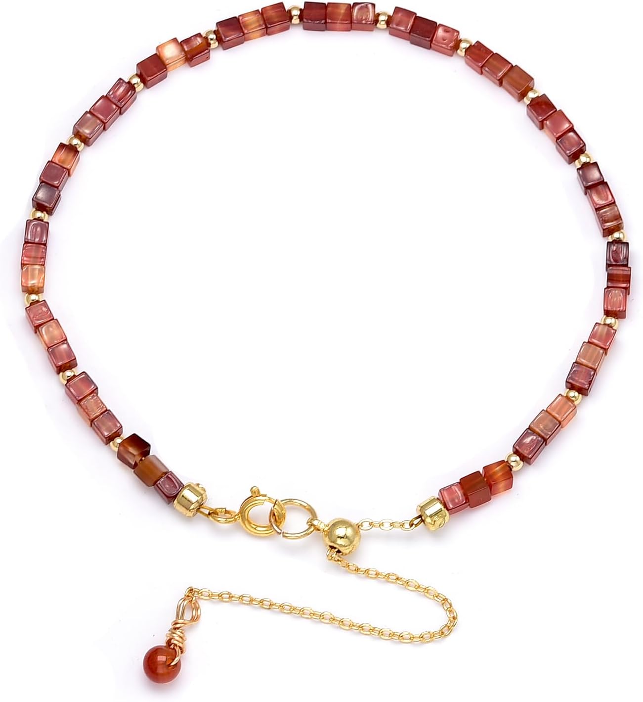 3mm Dainty Red Carnelian Bracelet For Women, Women's Gemstone Adjustable Jewelry To Girlfriend and Mom Gifts - Image 4