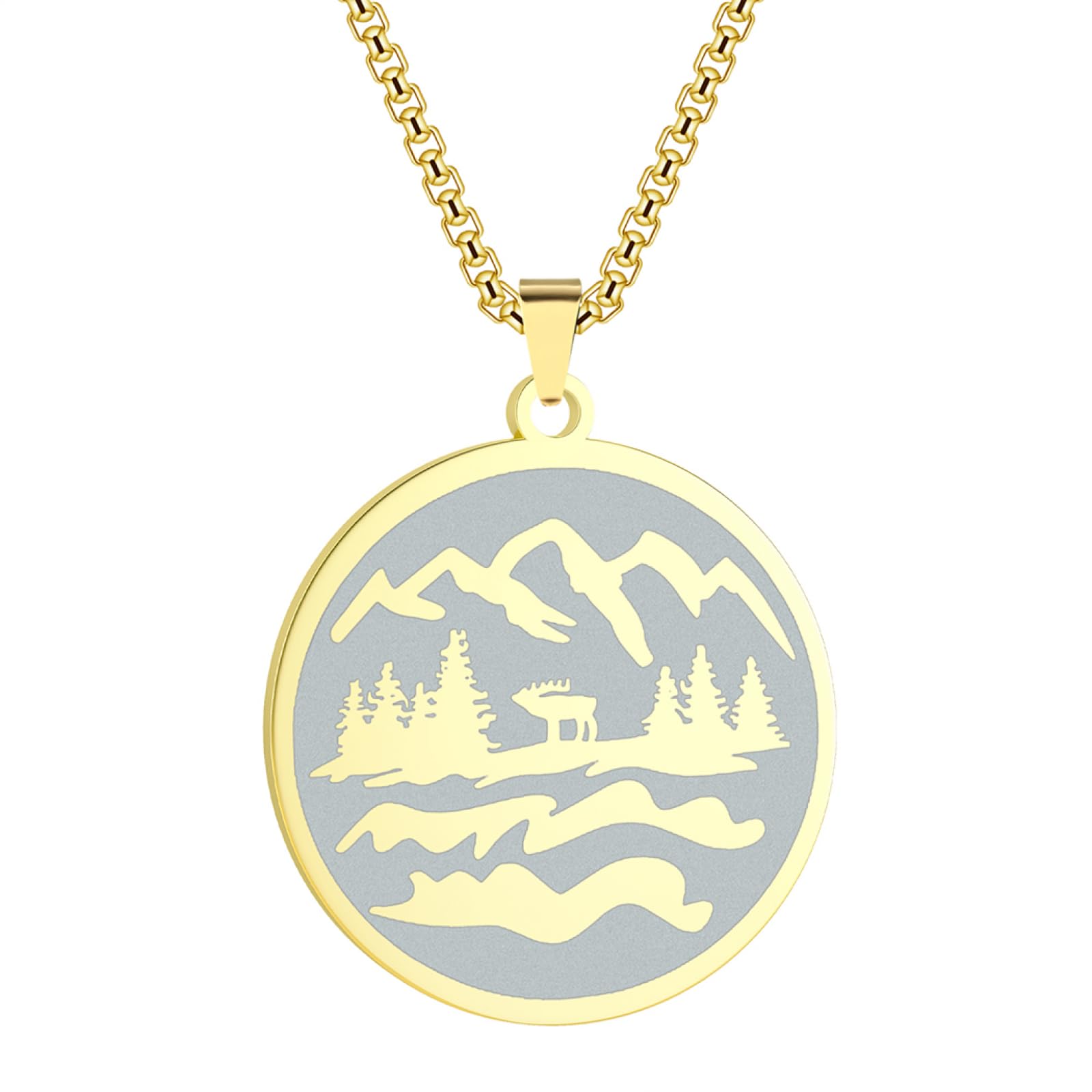 Collier pour hommes montagne médaillon rond ciselé aux finitions bijoux - 6