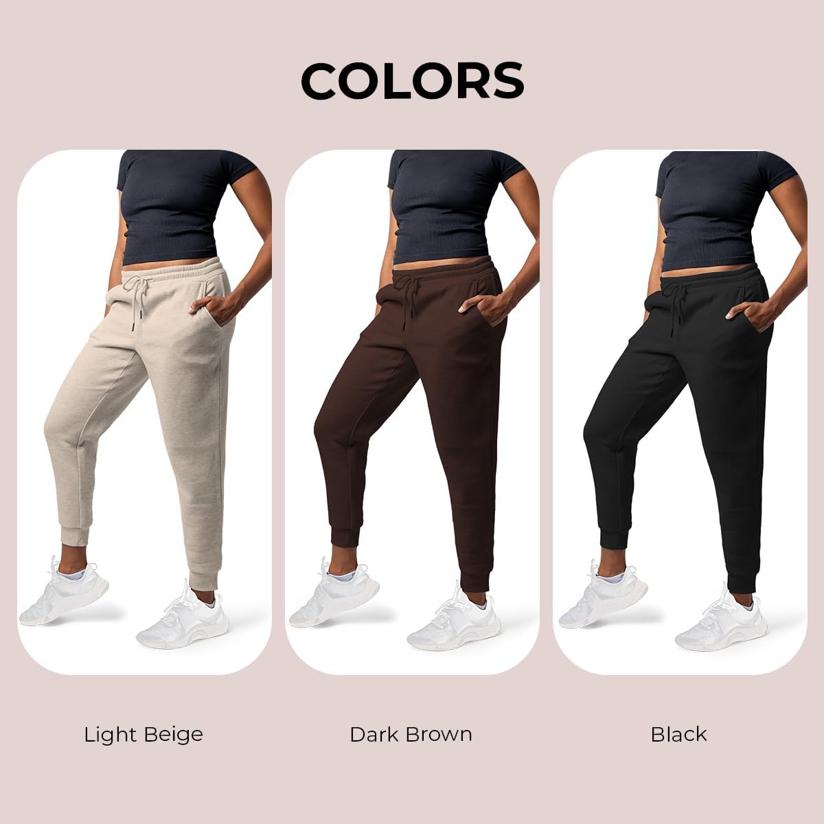 Common Stitch 3 Pack Sweatpants Women - Womens Sweatpants with Pockets, Fleece Womens Joggers, Yoga Pants (Available in Plus) - Image 3