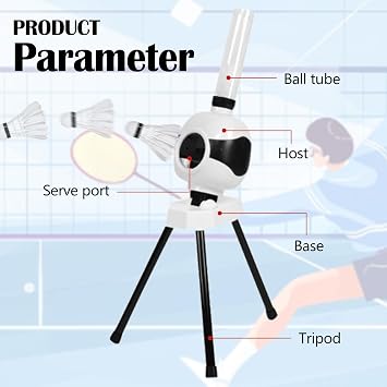 Badminton Serving Machine, Badminton Training Machine Portable Shuttlecock Serving Machine Badminton Ball Machine for Solo Training Catch Drill Smash Training, 20 Ball Capacity