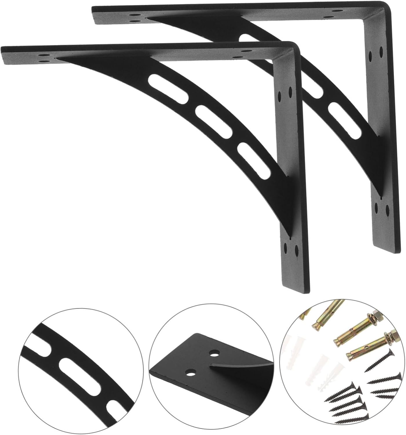 2Pcs Heavy Duty Metal Wall Shelf Brackets Adjustable Floating Shelf Support for Bathroom Kitchen Living Room Decorative Wall Mount Bracket