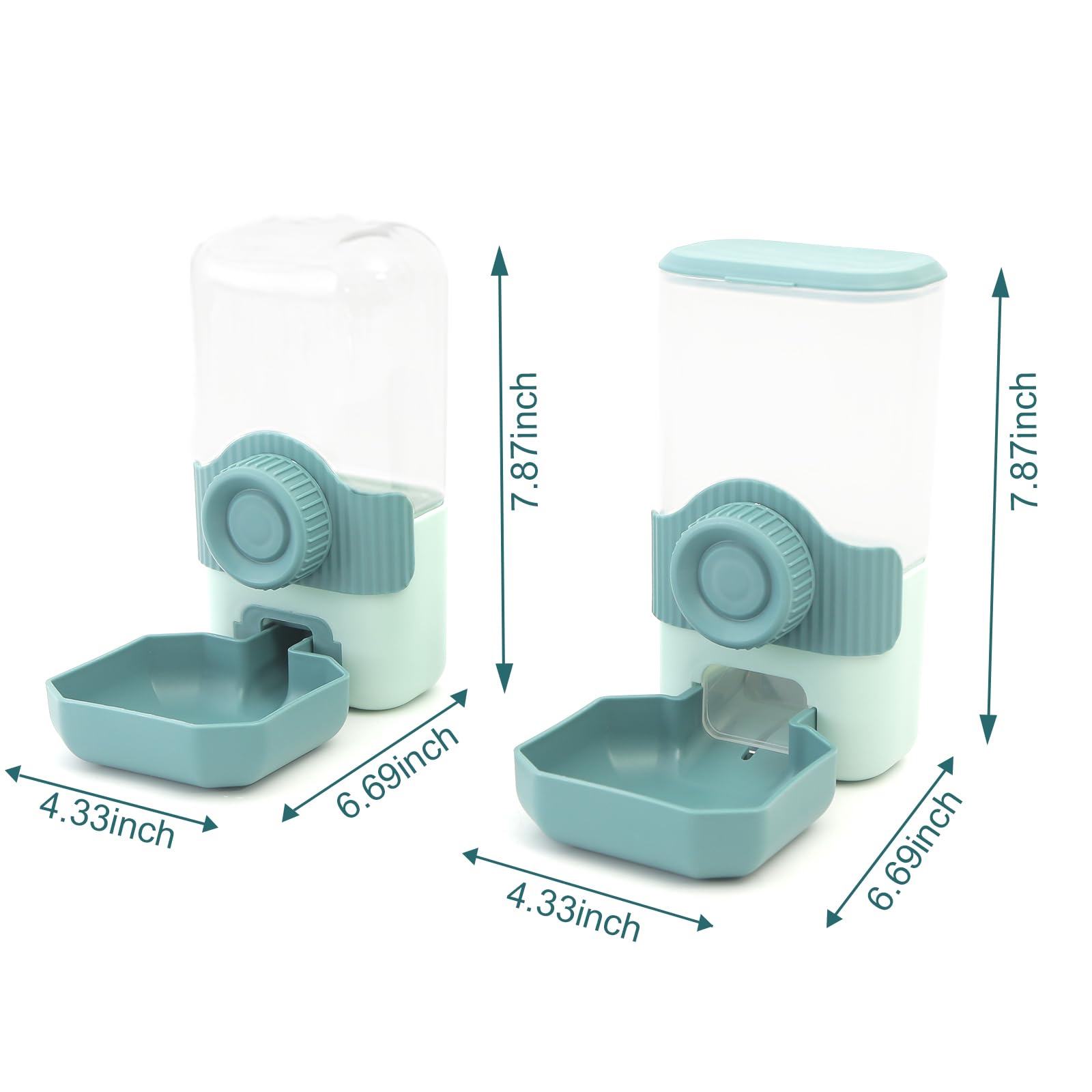 Automatic Gravity Pet Feeder Water Dispenser with Adjustable Hanging Hook - Large Capacity for Small/Medium Animals (Guinea Pigs, Cats, Rabbits, Hedgehogs, Ferrets) (Blue)