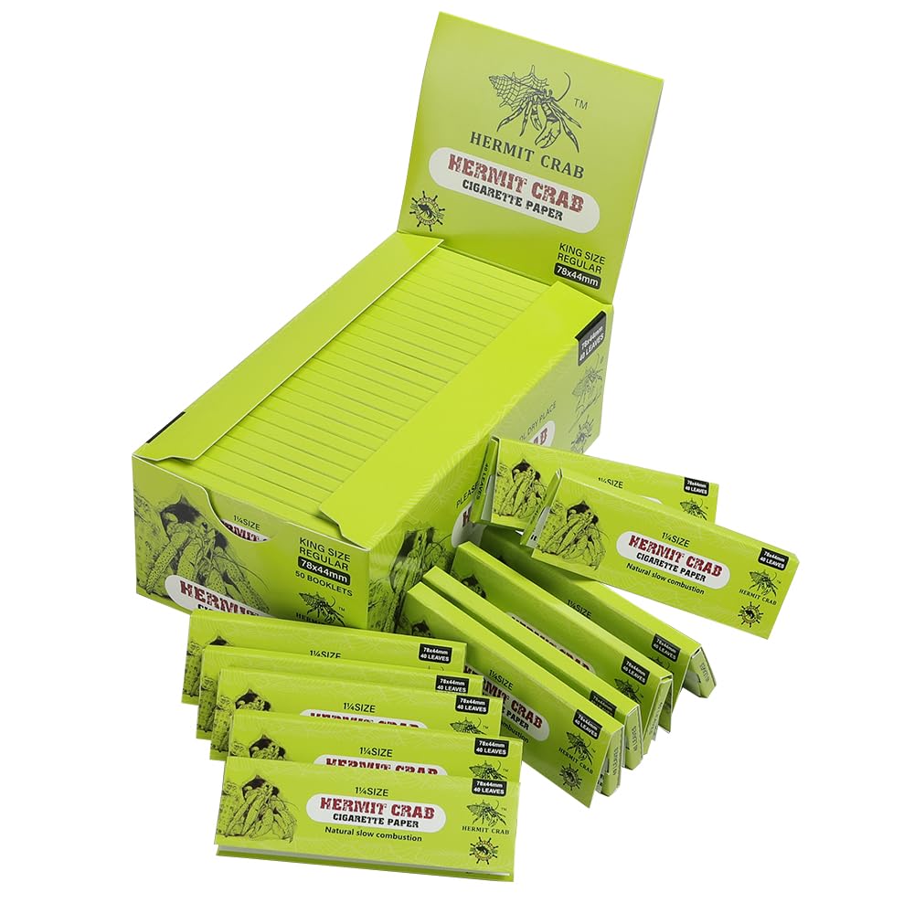 HERMIT CRAB 1 1/4 Size ultra thin organic roll paper, raw rolling papers,  cigarette rolling papers,green: Buy Online at Best Price in UAE
