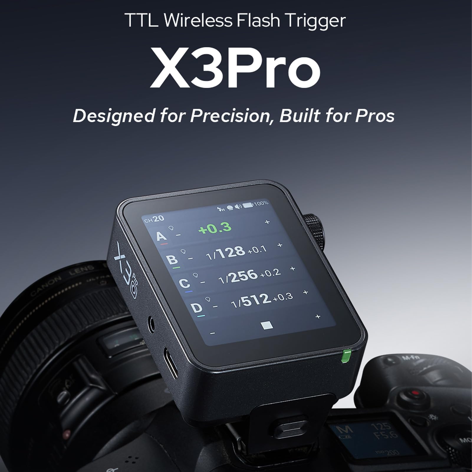 Trigger Flash per Fotocamera Wireless X3Pro, Trasmettitore Flash Touchscreen da 2,4 GHz con Controllo di 16 Gruppi per la Fotografia, 32