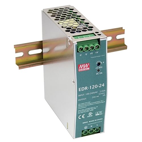MEAN WELL EDR-120-24 Fuente de alimentación de riel DIN de salida única 24V 5 Amp 120W