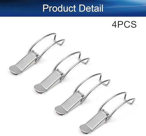 Miniatura 4 de Yinpecly 3.43 pulgadas de longitud 304 de acero inoxidable con resorte de cierre sin agujero de bloqueo, cerraduras con resorte, cierres para caja