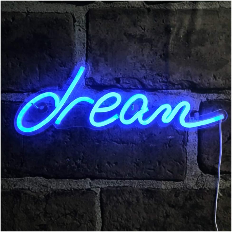 Britrio LED Neon Light Sign, 18”x6” Blue Dream Wall Art Decorative Neon Sign Pin Wall Hanging Sign for Bedroom Living Room Kid’s Room Party,Home Decor Neon Night Light USB Powered(Blue Dream)