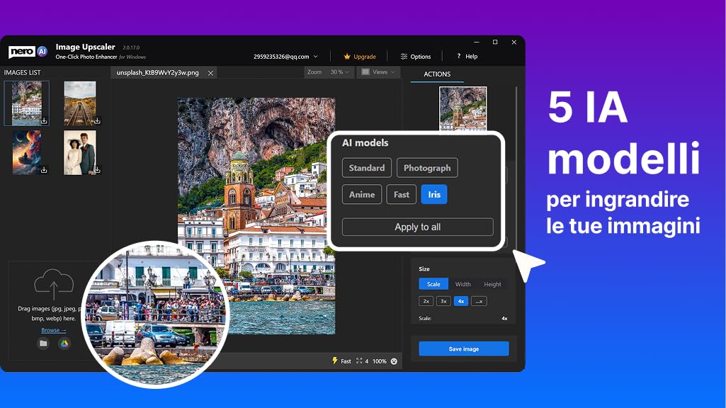 Nero AI Image Upscaler Unlimited | Ingrandire Immagini fino a 4K | Migliorare Qualità Foto | Correggere Bassa Risoluzione e Foto Vecchie | Riduzione Rumore | 1 PC | Windows 11/10