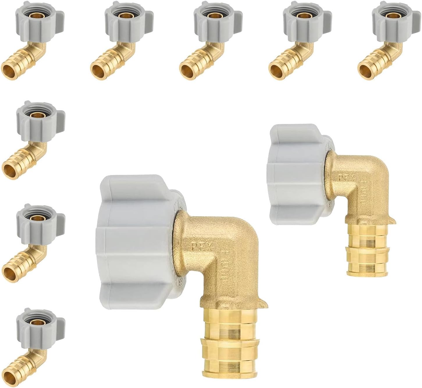 10-Pack Niikappu Pex-A Expansion Fitting, 1/2" Pex-A x 1/2" Female NPT Swivel Elbow, Brass Expansion Pipe Fitting for PEX A Pipe