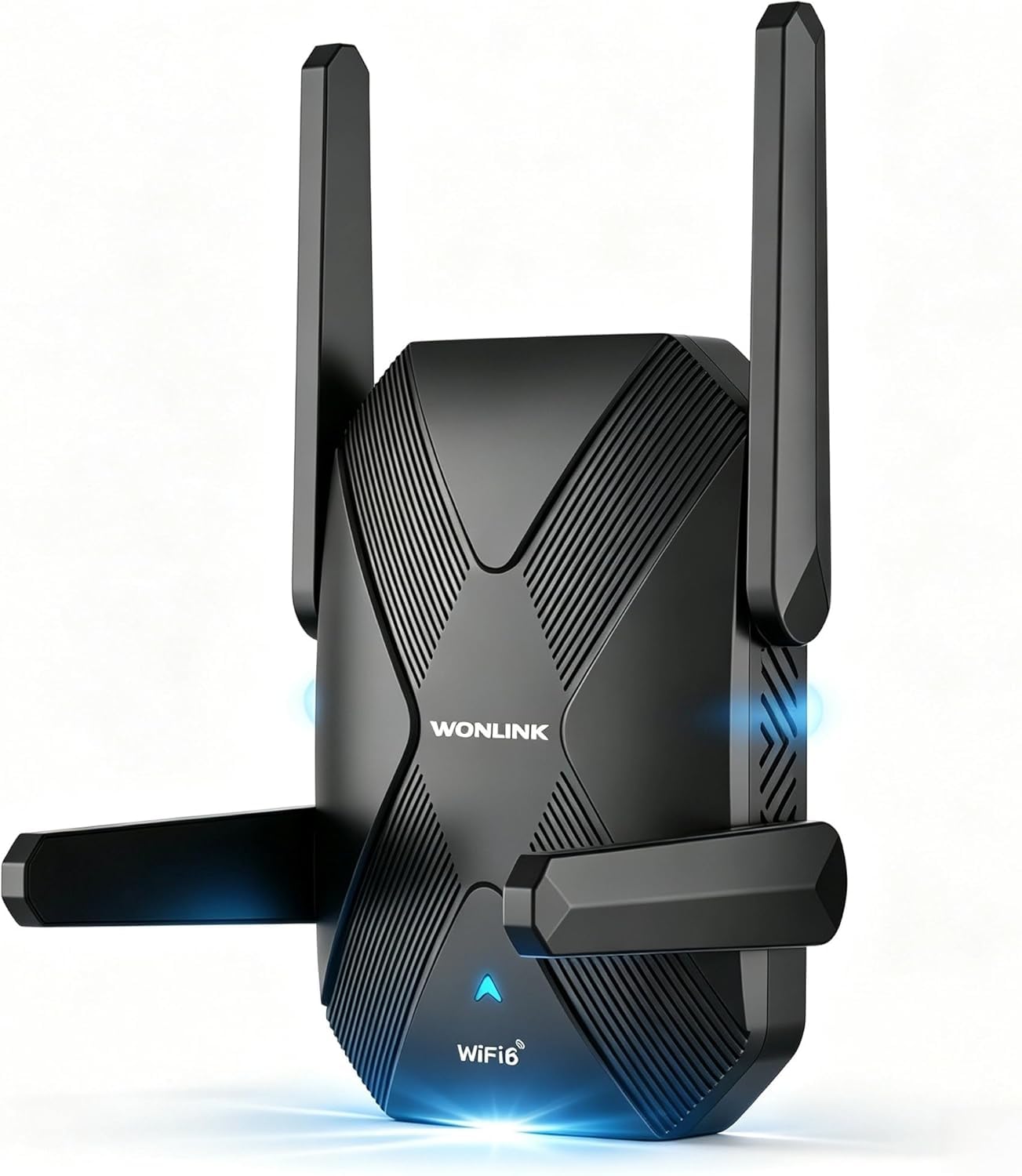 WONLINK Amplificatore Wi-Fi, Ripetitore WiFi 6 1500 Mbit/s, 4 Antenne | Amplificatore WiFi Dual Band, WPS, WPA3 con MU‑MIMO, 3 modalità Ripetitore/Router/AP, Segnale LED, per Casa e Ufficio