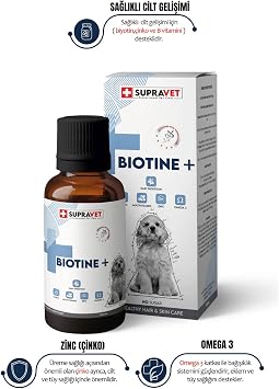 Supravet Plus +B For Köpek Biotine Damla 100 ML (Köpekler Için Tüy Sağlığı Damlası) + Yavru Köpekler için Vitamin Malt Macun 30 GR