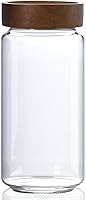 Vista 8 de Tarro de vidrio de 24 fl oz/710 ml con tapa de rosca de madera hermética, recipiente de almacenamiento de alimentos apilable transparente
