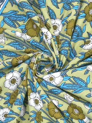 Image of Cotton Bedsheet, Printed Bedsheet for Double Bed with 2 Pillow Covers, Eco-Friendly Bedsheet for Bedroom, Guestroom & Living Room, Size - 90 * 108 (Leaf Green & Blue)