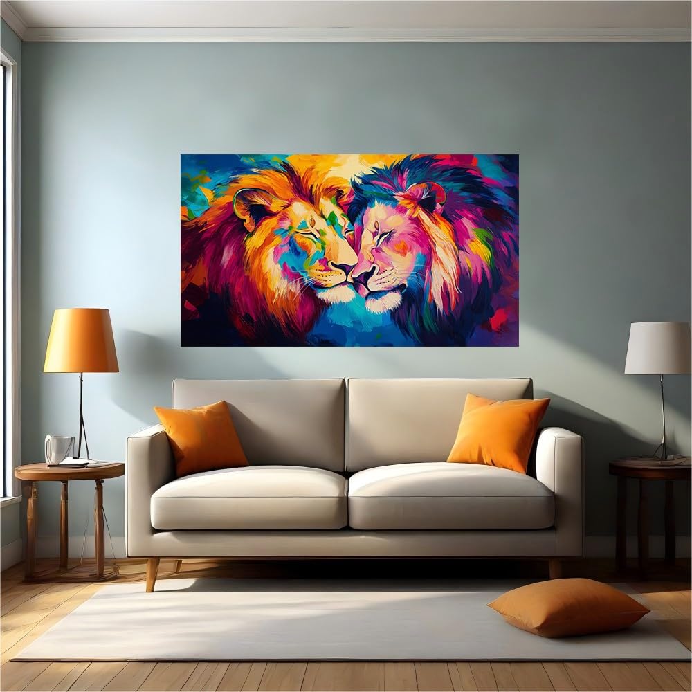 Vinilo decorativo de pared león pintado adhesivo extraíble autoadhesivo para salón y dormitorio