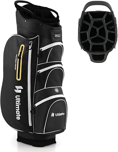 Tangkula Bolsa de carrito de golf con divisores superiores de 15 vías, bolsa ligera para palos de golf con pozo de putter individual y 7 bolsillos,