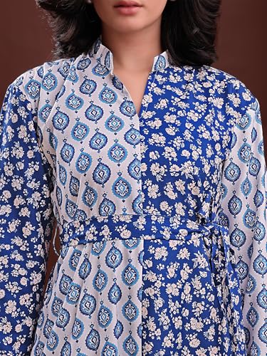 Image of PURVAJA Women's Mandarin Collar Cotton Blend Dress