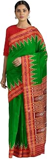 HANDLOOM PARIDHAAN Women's Sambalpuri Ikat Traditional Temple Border Natural Pure Mulberry Silk Saree/Saree for Women/Pure... Price In India