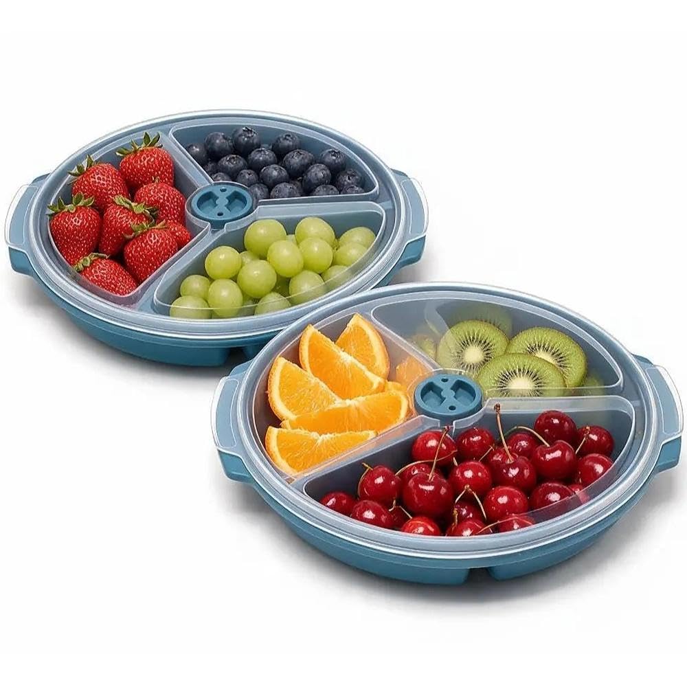 2 Pcs Microwave-safe Plates With Lids, 24.7 X 22 X 3.5 Cm Microwave-safe Food Containers, BPA-free Reusable Microwave Plates, For Leftovers, Snacks, Bento Boxes, Frozen Foods, And Dishwasher Safe